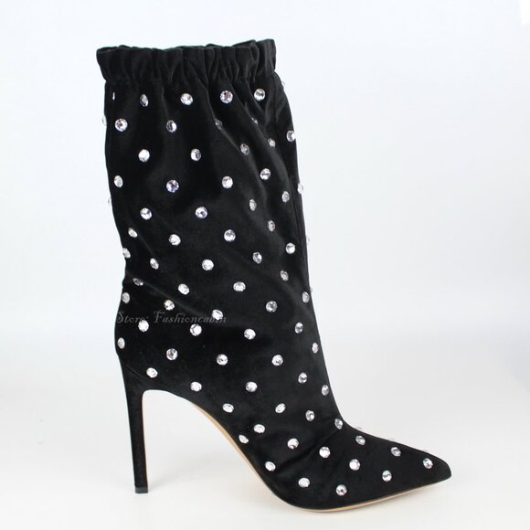 NEW Valentino Garavani Jeweled Crystal Ankle Boots – Glamorous Statement Heels - Picture 3 of 16